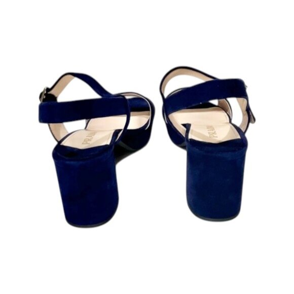 Prada NAVY Suede Platform Sandals NEW with COA - Picture 6 of 17